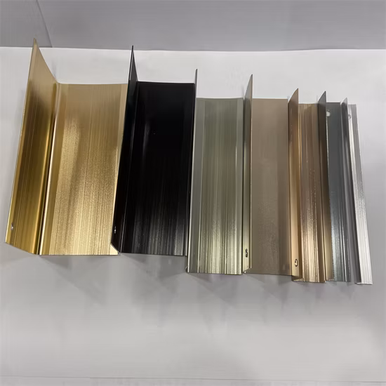 Muebles decorativos de aluminio de color piedra para piso, techo, moldura en T, azulejo de acero, borde inoxidable, alfombra, molduras de metal, brillo dorado